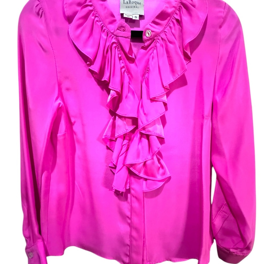 Laroque Silk Fuchsia Ruffle Top